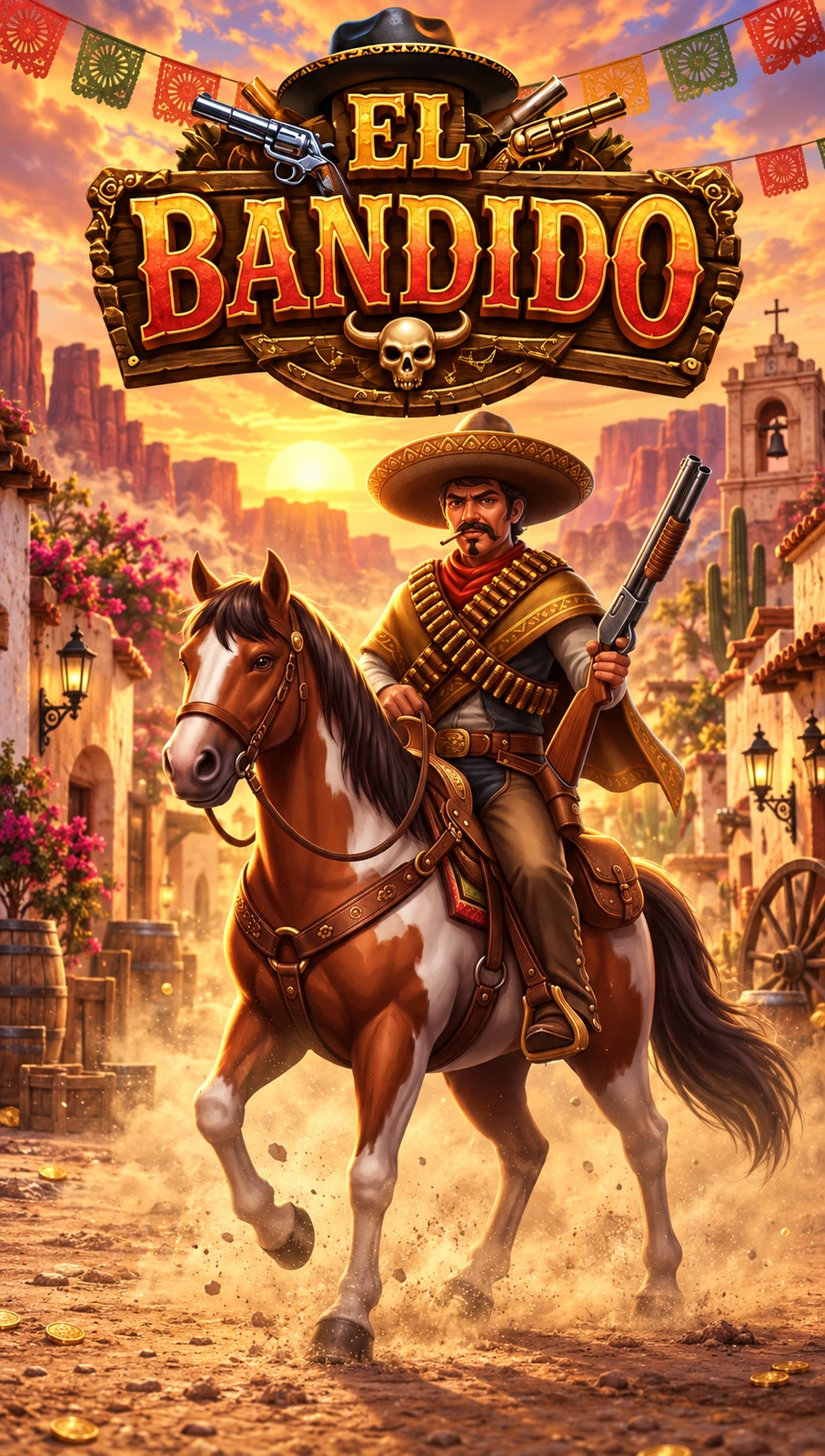 El Bandido a caballo en la frontera del oeste